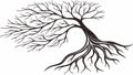 Bare Tree with Roots Silhouette Vector Graphic, vector design Generative AI Royalty Free Stock Photo