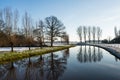 Bare trees reflected in the river Royalty Free Stock Photo