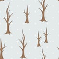Bare winter trees seamless pattern