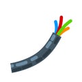 Bare wire. Damaged cable. Electrical equipment. Flat cartoon illustration