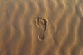 Barefeet footprints on the sand dune Royalty Free Stock Photo