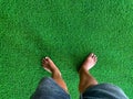 Barefoot on the artificial grass