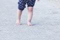 Barefoot child legs