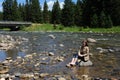 Barefoot in Gallatin River