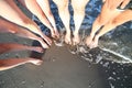 barefoot of the happy family of five people with three children Royalty Free Stock Photo