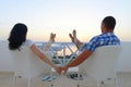 Barefoot and in love couple holding hands Royalty Free Stock Photo