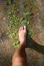 Barefoot run in nature