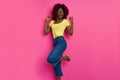 Barefoot Young Black Woman Is Cheering And Laughing