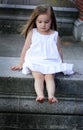 Barefooted Toddler in White Royalty Free Stock Photo