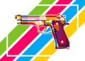 Baretta 92 Handgun in WPAP Colorful Modern Art Royalty Free Stock Photo