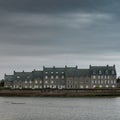 Historic stone houses in typical architectural style of Normandy in Barfleur Royalty Free Stock Photo