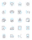 Bargain branding linear icons set. Thrift, Value, Discount, Budget, Cut-price, Sale, Inexpensive line vector and concept