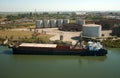 Barge being loaded at a terminal in the port of Pelotas