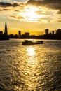 Barge boat on Thames River, London