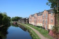 Barge, buildings, Cherry Tree Leeds and Liverpool Royalty Free Stock Photo