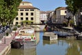 Barge on canal at Narbonne in France Royalty Free Stock Photo