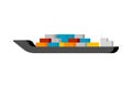 Barge and Cargo Container. Transportation of goods Vector illustration.