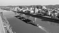 Barge Carries Coal Along Kanawha River and Charleston West Virgina