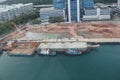 Sand transportation barge in Singapore construction site