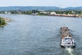 A barge carrying scrap metal on the Rhine in western Germany. Royalty Free Stock Photo