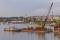 Barge Crane River Tug