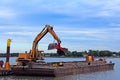 Barge Dredging Harbor Royalty Free Stock Photo