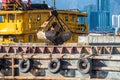 Barge dredging a harbor Royalty Free Stock Photo