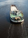 The barge floating in the Dnieper river Royalty Free Stock Photo