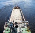 The barge floating in the Dnieper river Royalty Free Stock Photo