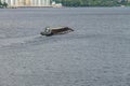 Barge floating on the Dnieper river Royalty Free Stock Photo