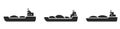 Barge icon set. river cargo vessel and water transportation symbols. isolated vector images Royalty Free Stock Photo