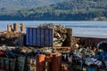 Container Truck Backs on Steel Scrap Barge