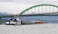 Barge a long the Ohio River Royalty Free Stock Photo