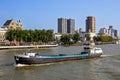 Barge on the Meuse river in Rotterdam, The Netherlands - August 1, 2014