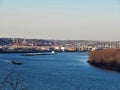 Barge on the Mississipppi near Dubuque Iowa