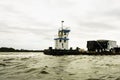 Barge motors on May River, near Hilton Head Island Royalty Free Stock Photo