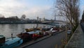 Barge on the River Seine in Paris in winter