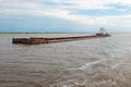 The barge is on The River Volkhov Royalty Free Stock Photo