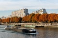 Barge and  Seine river in Paris Royalty Free Stock Photo