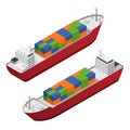 Barge Set Isometric View. Vector Royalty Free Stock Photo