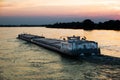Barge at sunset