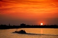 Barge at sunset Royalty Free Stock Photo