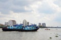 Barge and Tug Boat cargo ship in Choaphraya river Royalty Free Stock Photo