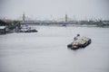 Barge and Tugboat cargo ship in Chao Phraya river Royalty Free Stock Photo