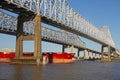 Barge Under Bridge Royalty Free Stock Photo