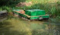 Barge in need of restoration. Wey & Arun Canal, Sussex, UK