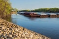 Barges fill river at pigs eye island Royalty Free Stock Photo