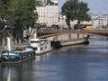 Barges on river Seine, Paris Royalty Free Stock Photo