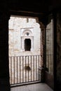 Interior of Castel del Monte, UNESCO World Heritage Site. Medieval castle built in the shape of an octagon, Bari, Puglia, Italy.