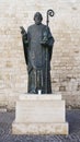 BARI, ITALY - JULY 28, 2017: Saint Nicholas statue outside the Basilica of Saint Nicholas in Bari, Italy